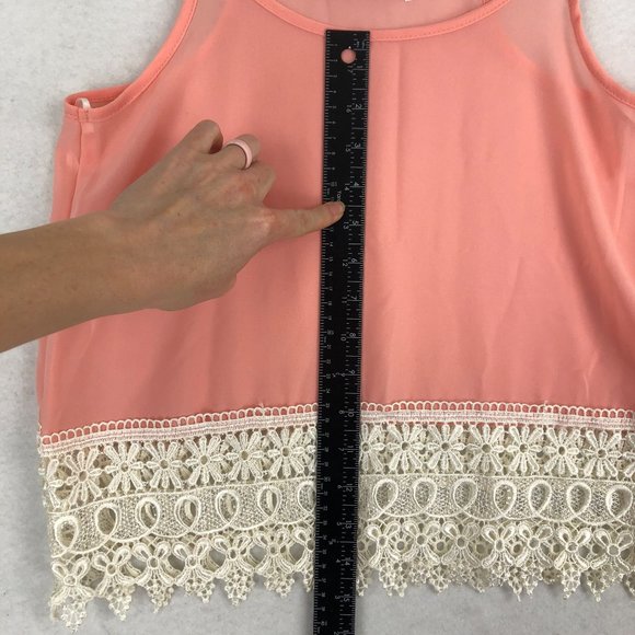 Potter's Pot NWOT Women's Size Small Peach White Lace Trim Sleeveless Camisole - Picture 5 of 10